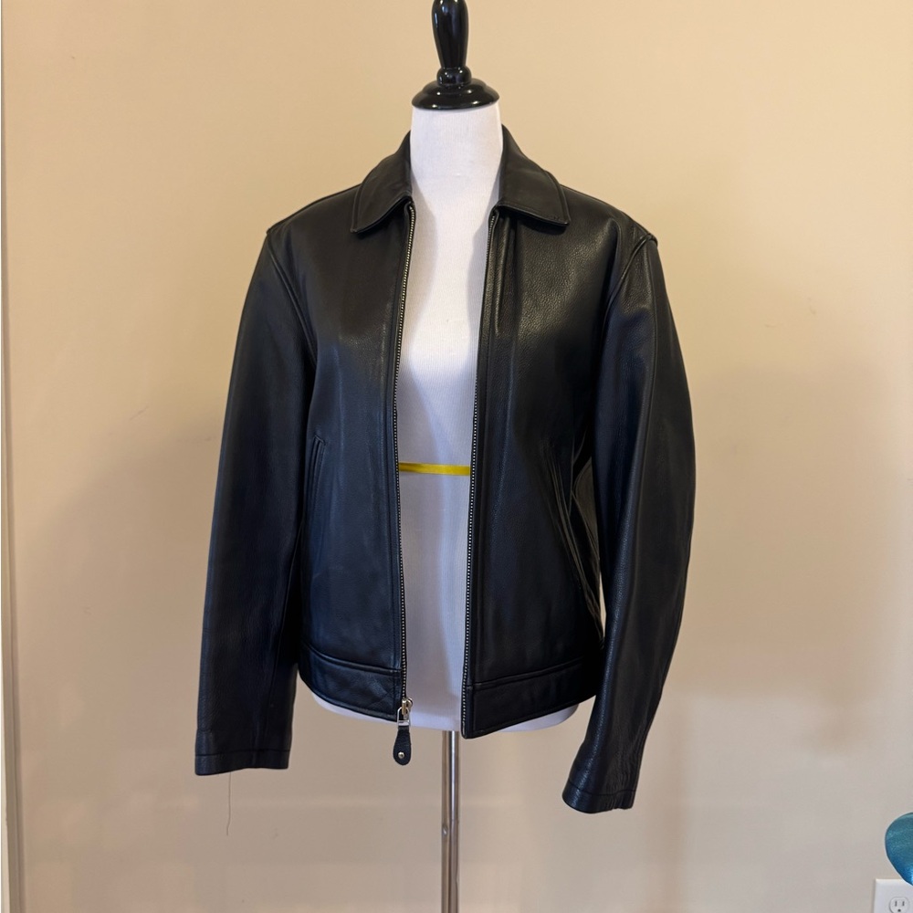 DKNY Sleek Black real Leather Jacket